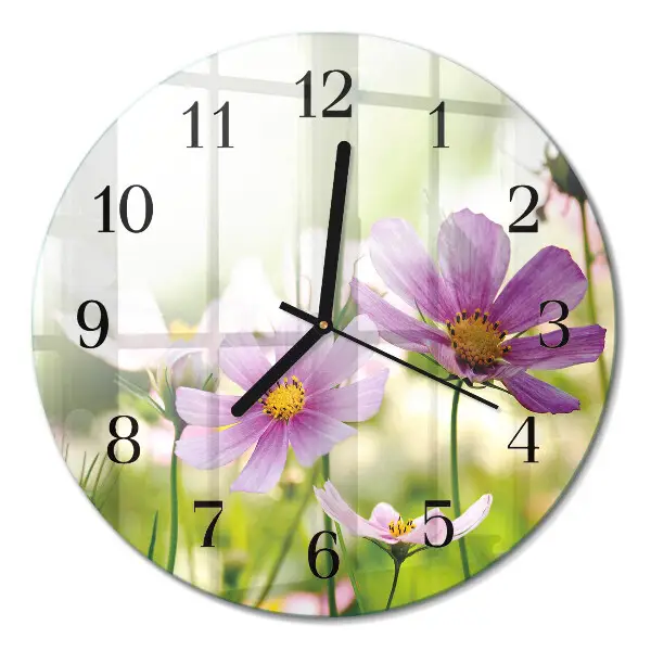 Glas wanduhr mit motiv rund Wiese