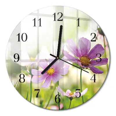 Glas wanduhr mit motiv rund Wiese