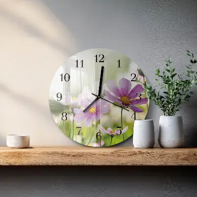 Glas wanduhr mit motiv rund Wiese