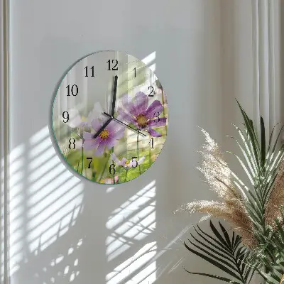 Glas wanduhr mit motiv rund Wiese