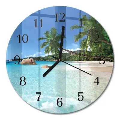 Glas wanduhr mit motiv rund Strand