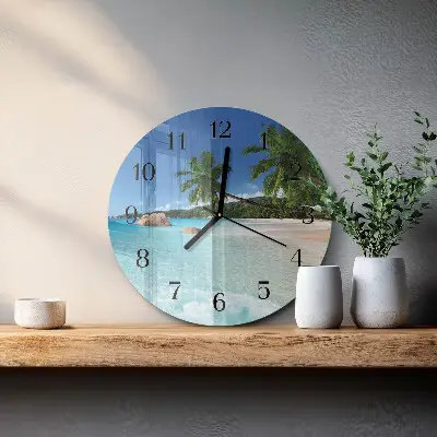 Glas wanduhr mit motiv rund Strand