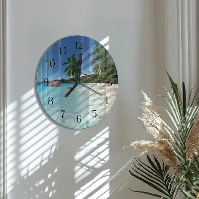 Glas wanduhr mit motiv rund Strand