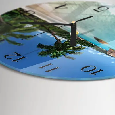 Glas wanduhr mit motiv rund Strand