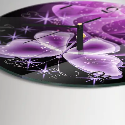 Wanduhr glas rund Schmetterling
