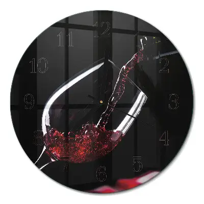 Runde wanduhr aus glas Wein