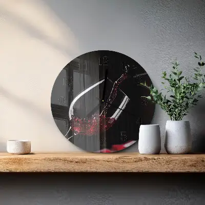 Runde wanduhr aus glas Wein