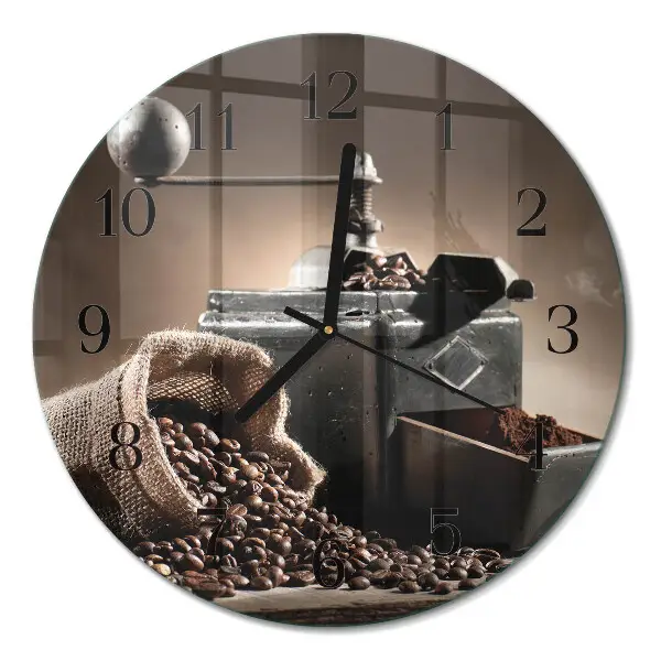 Glas wanduhr mit motiv rund Kaffeemühle