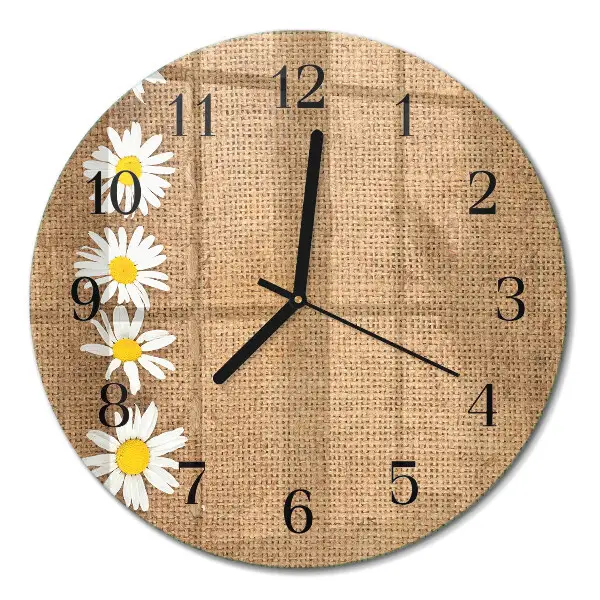 Glas wanduhr mit motiv rund Gänseblümchen
