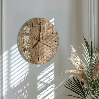 Glas wanduhr mit motiv rund Gänseblümchen