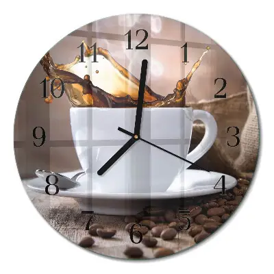 Wanduhr glas rund Kaffee