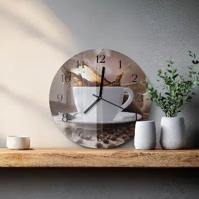 Wanduhr glas rund Kaffee