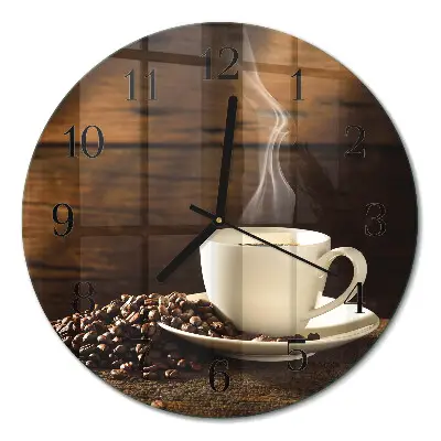 Runde wanduhr aus glas Kaffee