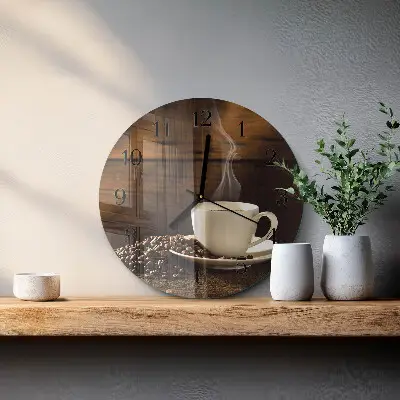 Runde wanduhr aus glas Kaffee