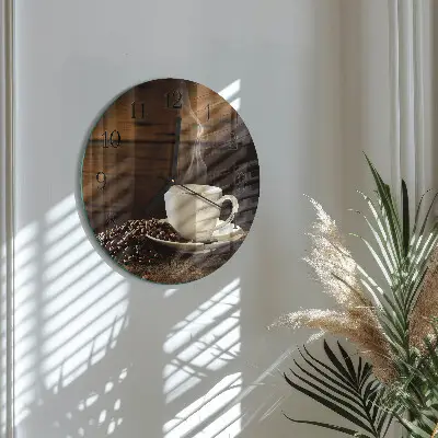 Runde wanduhr aus glas Kaffee