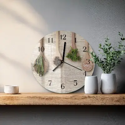 Glas wanduhr mit motiv rund Holzlöffel