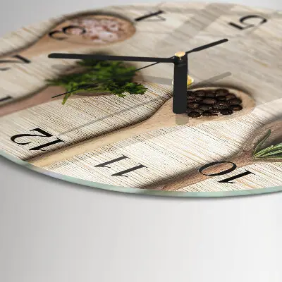 Glas wanduhr mit motiv rund Holzlöffel