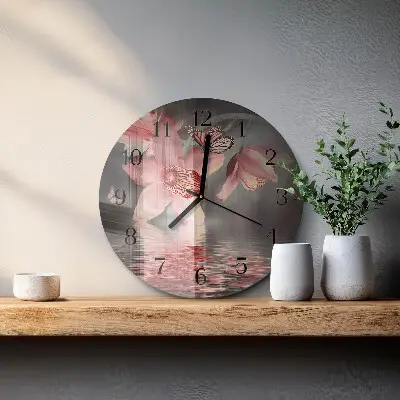 Glas wanduhr mit motiv rund Orchidee