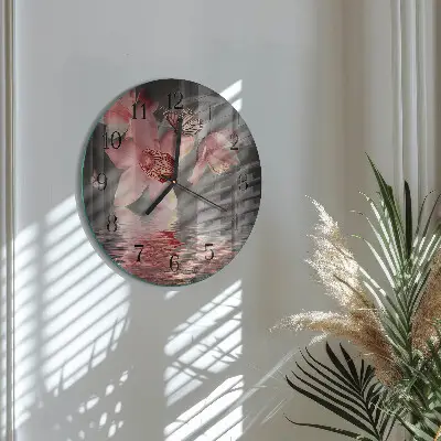 Glas wanduhr mit motiv rund Orchidee