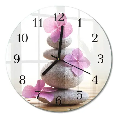 Glas wanduhr mit motiv rund Spa-Steine