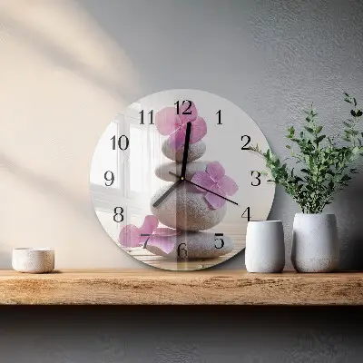 Glas wanduhr mit motiv rund Spa-Steine