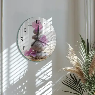 Glas wanduhr mit motiv rund Spa-Steine