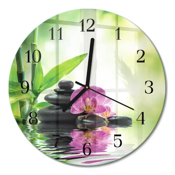 Glas wanduhr mit motiv rund Orchideen-Spa