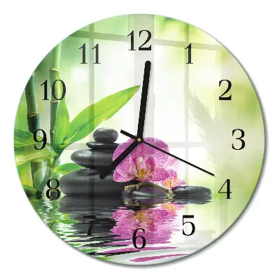 Glas wanduhr mit motiv rund Orchideen-Spa