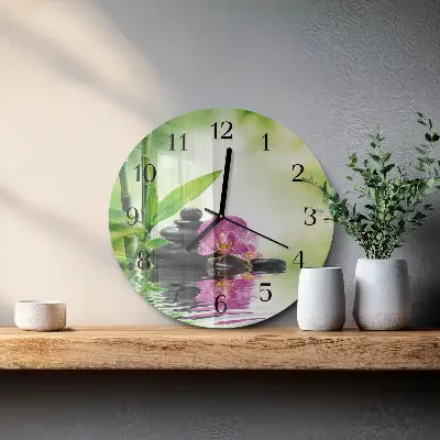 Glas wanduhr mit motiv rund Orchideen-Spa