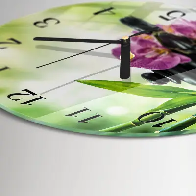 Glas wanduhr mit motiv rund Orchideen-Spa