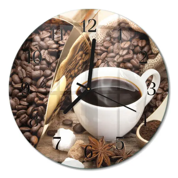 Wanduhr glas rund Kaffee