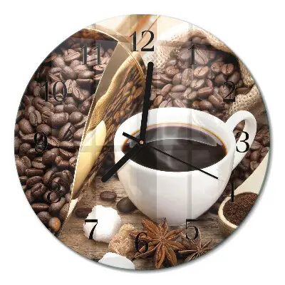 Wanduhr glas rund Kaffee