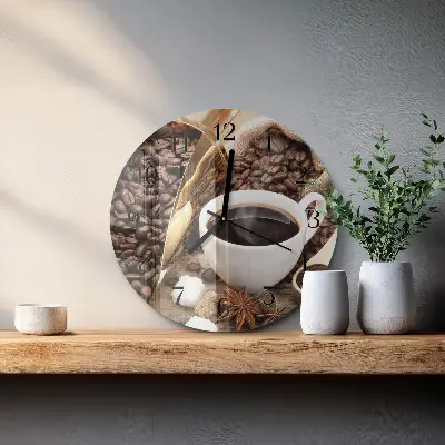 Wanduhr glas rund Kaffee