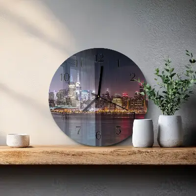 Runde wanduhr aus glas Horizont