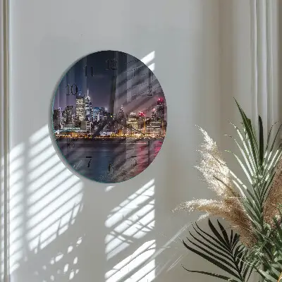 Runde wanduhr aus glas Horizont
