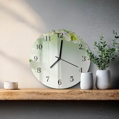 Runde wanduhr aus glas Frühling