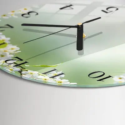 Runde wanduhr aus glas Frühling