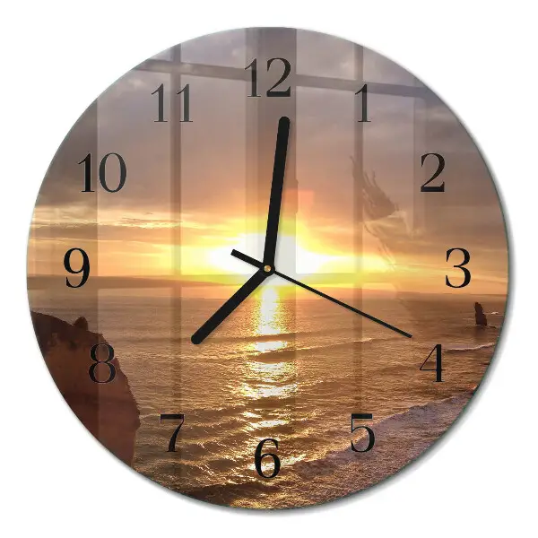 Wanduhr glas rund Sonnenuntergang