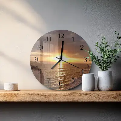 Wanduhr glas rund Sonnenuntergang