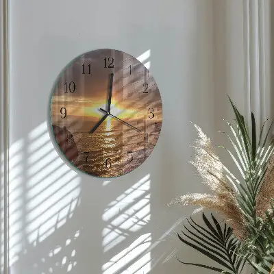 Wanduhr glas rund Sonnenuntergang