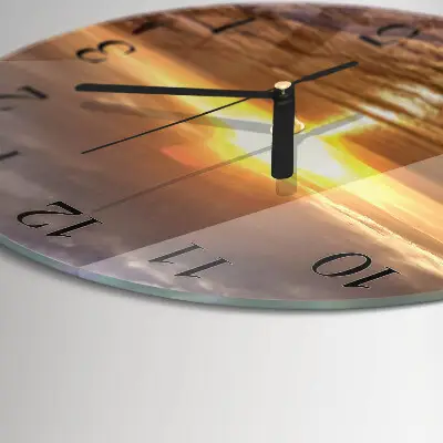 Wanduhr glas rund Sonnenuntergang