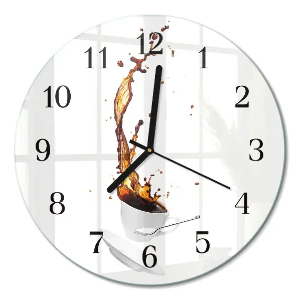 Runde wanduhr aus glas Kaffee