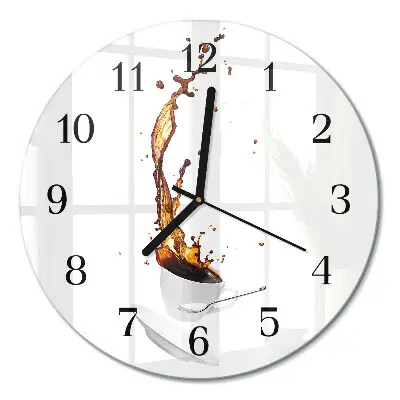 Runde wanduhr aus glas Kaffee