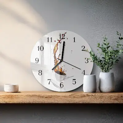 Runde wanduhr aus glas Kaffee