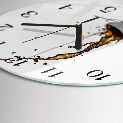 Runde wanduhr aus glas Kaffee