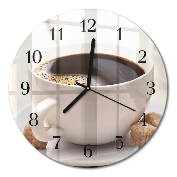 Runde wanduhr aus glas Kaffee