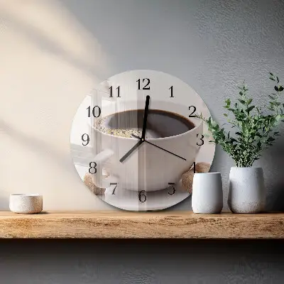Runde wanduhr aus glas Kaffee