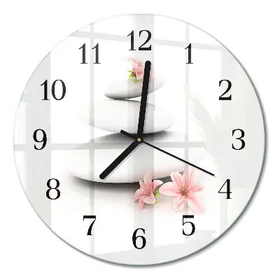 Wanduhr glas rund Steine