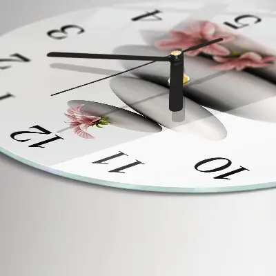 Wanduhr glas rund Steine