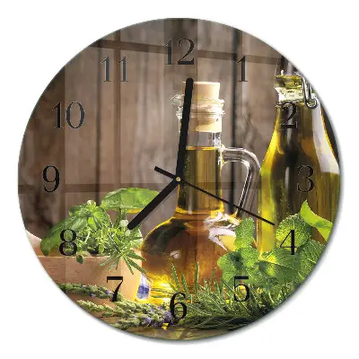 Glas wanduhr mit motiv rund Öl